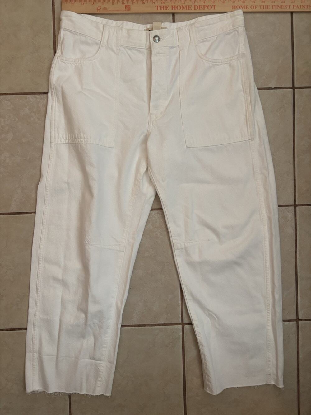 Madewell Women’s The Darted Barrel Leg Button Fly Jeans Size 31 White New NV533